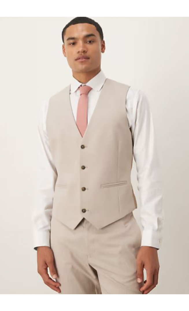 ASOS DESIGN skinny suit waistcoat in ecru
