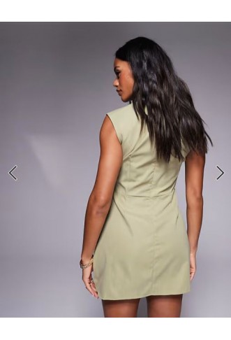 Missyempire tailored pocket detail sleeveless mini dress in sage