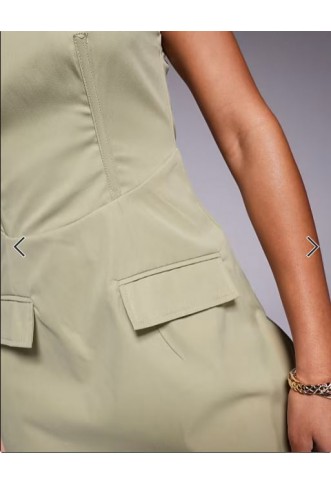 Missyempire tailored pocket detail sleeveless mini dress in sage
