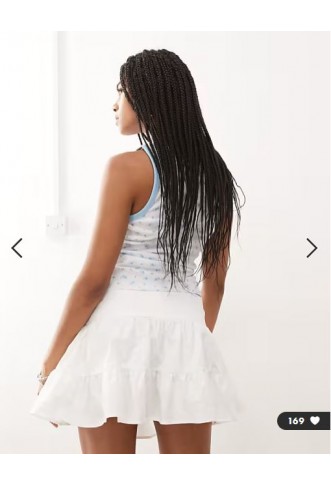 Reclaimed Vintage dropped waist tiered ruffle skirt in ivory
