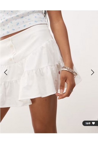 Reclaimed Vintage dropped waist tiered ruffle skirt in ivory