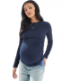 Vero Moda Maternity textured ruched long sleeve top in navy