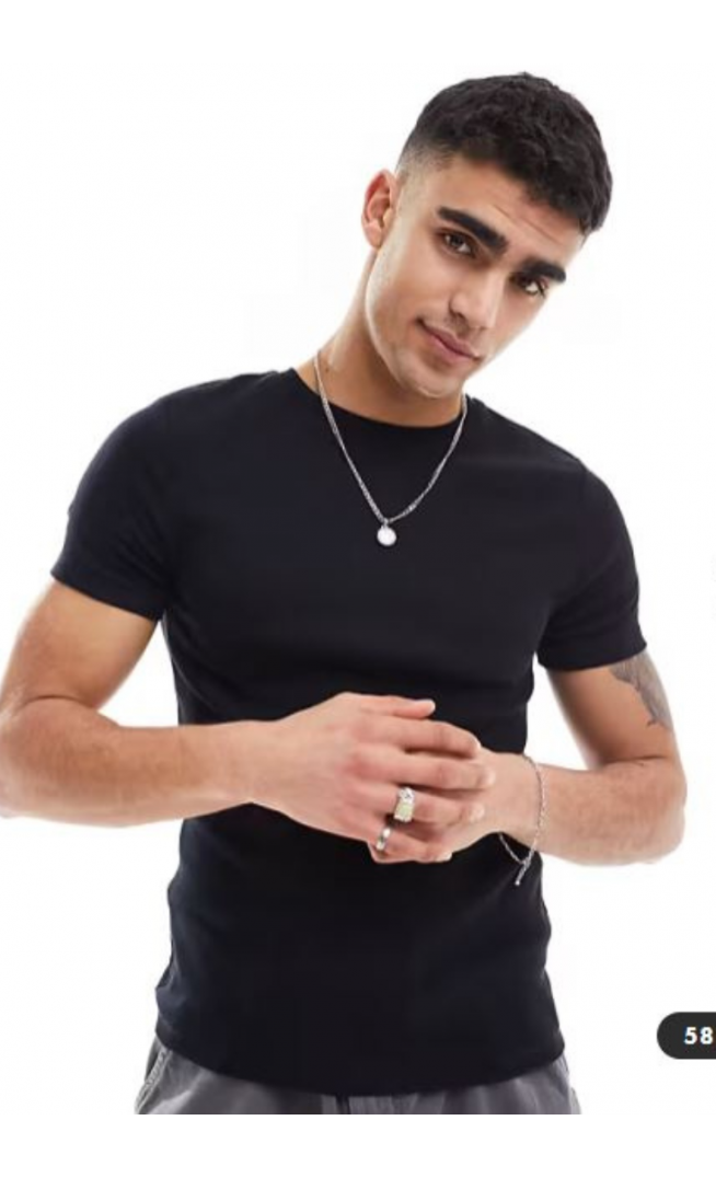 ASOS DESIGN essentials muscle fit t-shirt in black rib