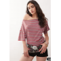 COLLUSION off the shoulder stripe top in red