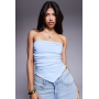 ASOS DESIGN ruched bandeau with pointed hem in blue