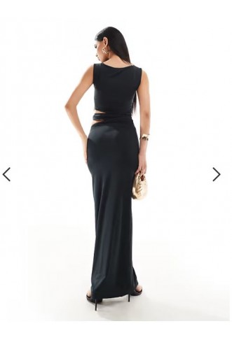 ASOS DESIGN sleeveless cut out waist maxi dress in black