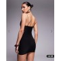Missyempire double layered slinky scoop neck cami mini dress in black