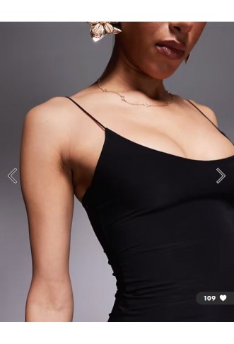 Missyempire double layered slinky scoop neck cami mini dress in black