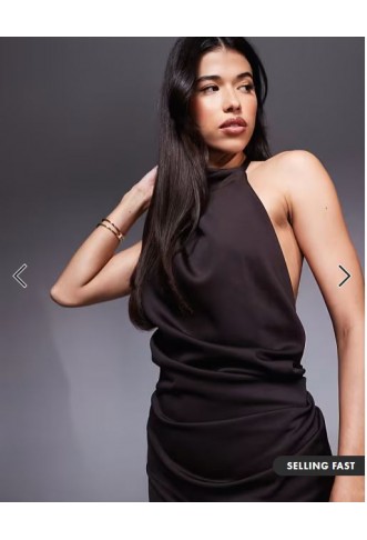 ASOS DESIGN one shoulder midi dress in chocolate in scuba-style fabric