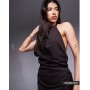 ASOS DESIGN one shoulder midi dress in chocolate in scuba-style fabric