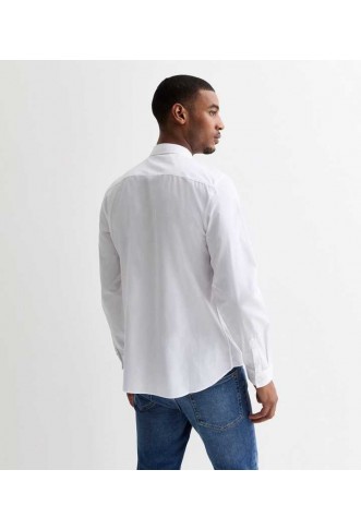 White Poplin Long Sleeve Shirt