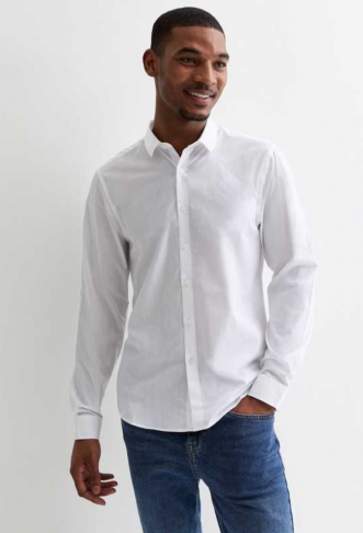 White Poplin Long Sleeve Shirt