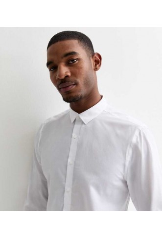 White Poplin Long Sleeve Shirt