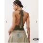 COLLUSION cupro longline slinky halter top in khaki