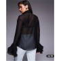 ASOS LUXE high neck sheer top with corsage detail in black