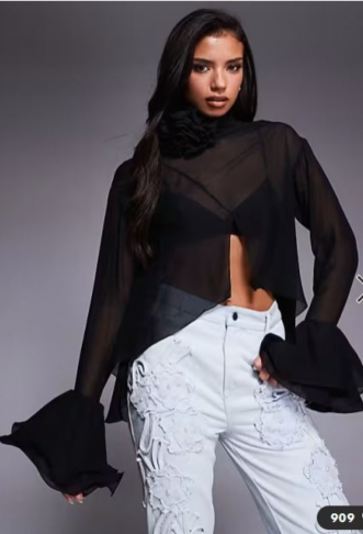 ASOS LUXE high neck sheer...