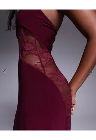 ASOS DESIGN cami lace insert maxi dress in burgundy