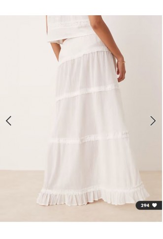 ASOS DESIGN crinkle ruffle maxi beach skirt in white