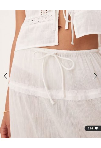 ASOS DESIGN crinkle ruffle maxi beach skirt in white