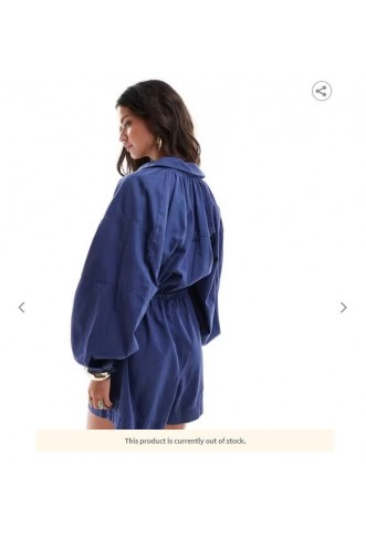 ASOS DESIGN Banana Sleeve Cinched Waist Twill Playsuit