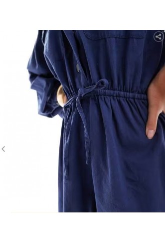 ASOS DESIGN Banana Sleeve Cinched Waist Twill Playsuit