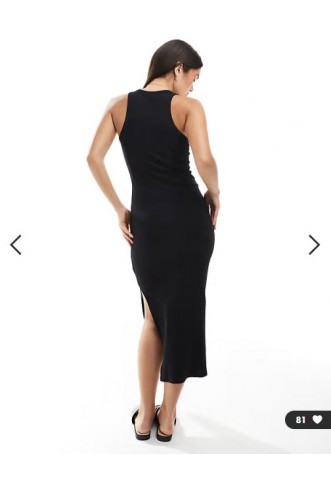 New Look ribbed racer back midi dress in black