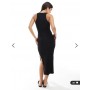 New Look ribbed racer back midi dress in black