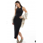 New Look ribbed racer back midi dress in black