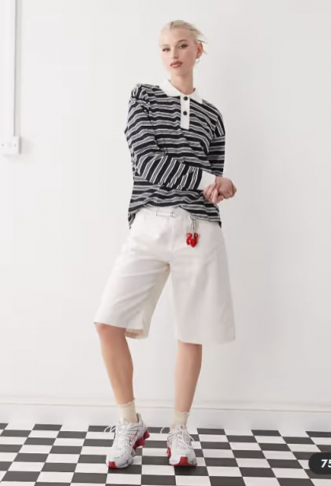 Monki utility jorts in beige