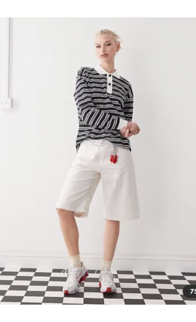 Monki utility jorts in beige