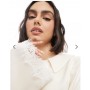 Miss Selfridge satin collar blouse co-ord in ecru