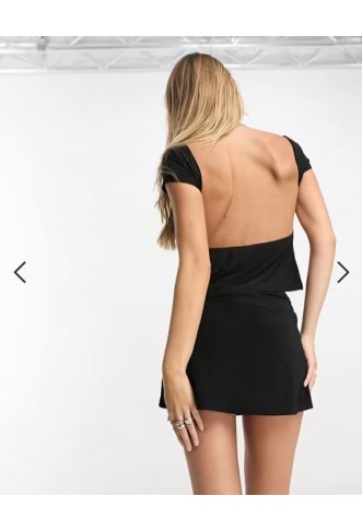 ASOS DESIGN slinky mini skort in black