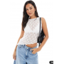 ASOS DESIGN lace asymmetric hem sleeveless top in ivory