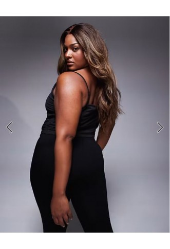 4505 Curve soft touch cami with ruched side and inner bra in black