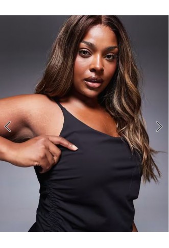 4505 Curve soft touch cami with ruched side and inner bra in black