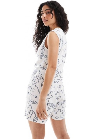 Only geo print playsuit in white
