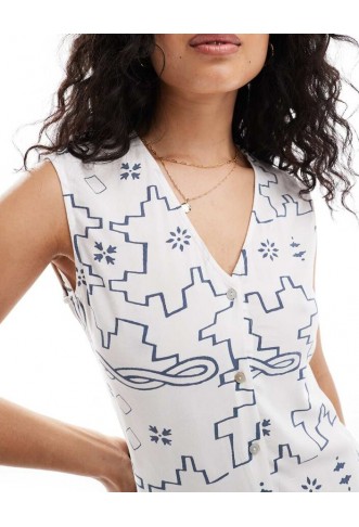 Only geo print playsuit in white