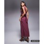 ASOS DESIGN bandeau mesh maxi dress with scarf detail in dusky pink