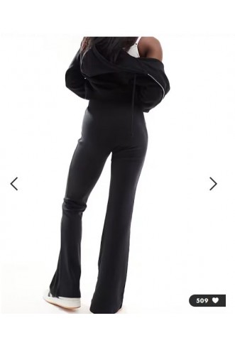 Noisy May flare ribbed trouser in blac