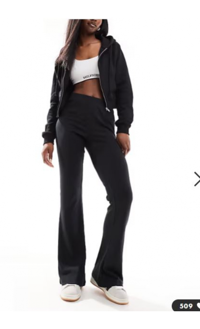 Noisy May flare ribbed trouser in blac
