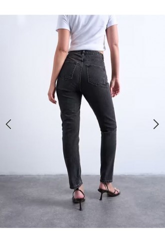 Topshop Hourglass Original high rise mom jean in washed black