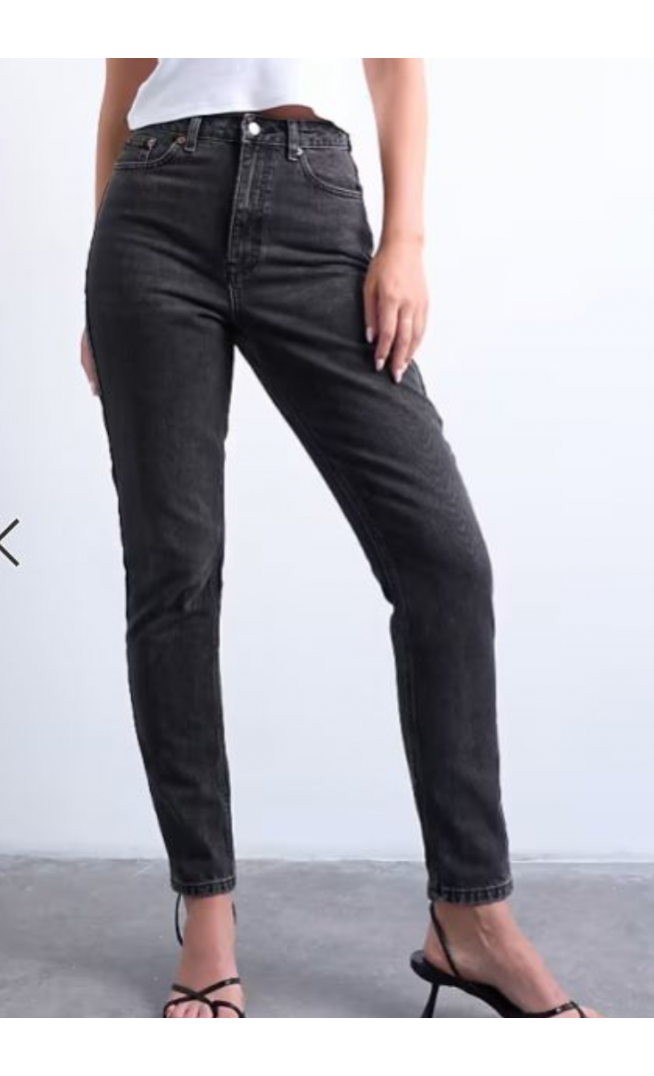 Topshop Hourglass Original high rise mom jean in washed black