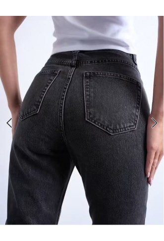 Topshop Hourglass Original high rise mom jean in washed black