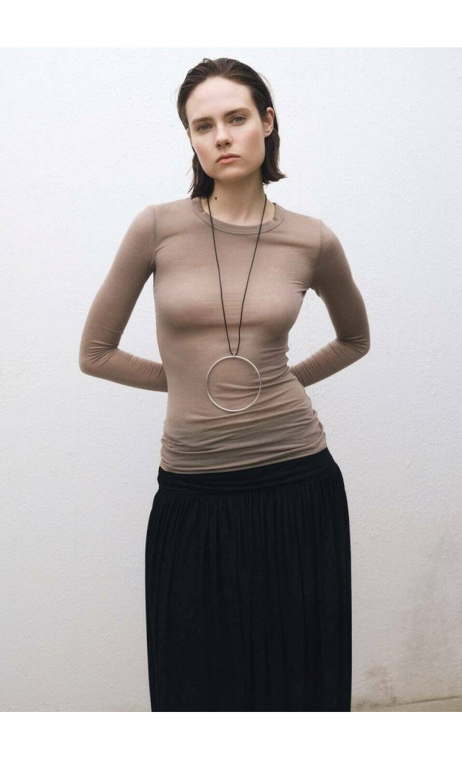 Mango Long sleeved top - light brown