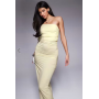 ASOS DESIGN one shoulder ruched mesh maxi dress in buttermilk
