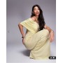 ASOS DESIGN one shoulder ruched mesh maxi dress in buttermilk