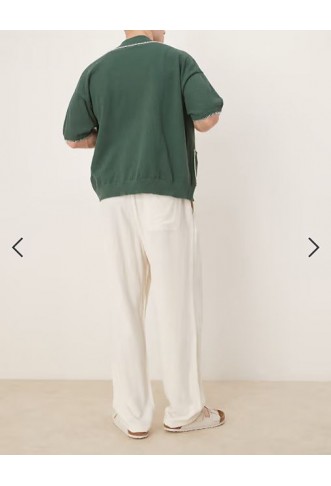 ASOS DESIGN baggy fit pull on linen rich trouser in white