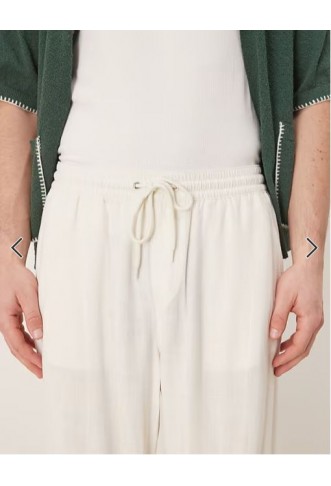 ASOS DESIGN baggy fit pull on linen rich trouser in white