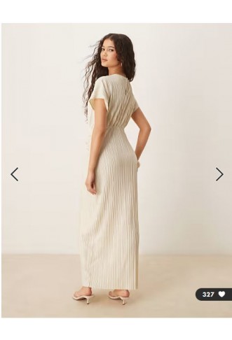 ASOS DESIGN plisse sleeveless twist front maxi dress in buttermilk