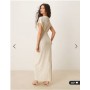 ASOS DESIGN plisse sleeveless twist front maxi dress in buttermilk